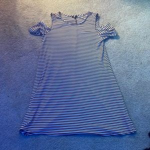 striped off the shoulder dress